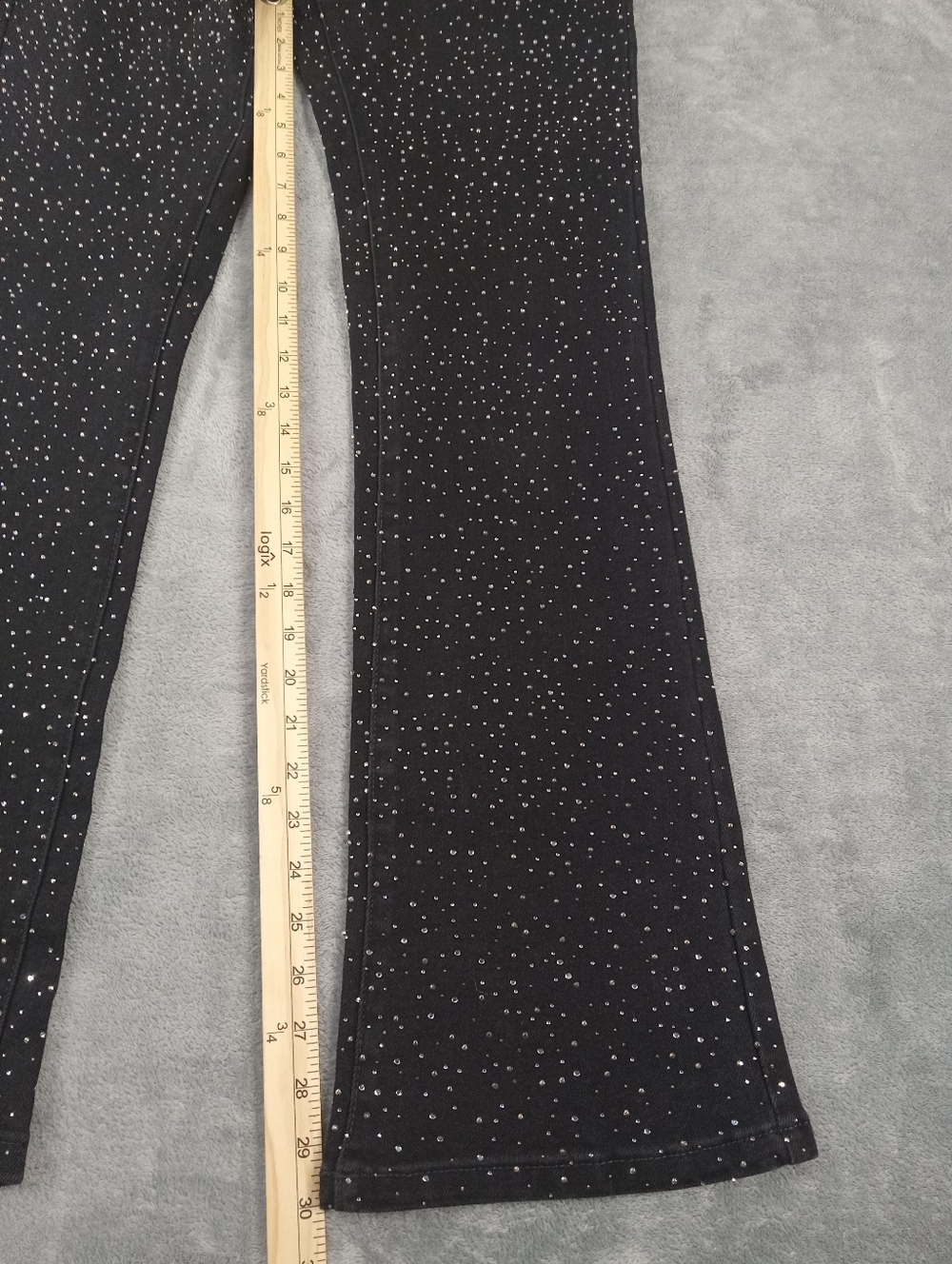 Forever 21 Black Rhinestone Flare Jeans Size 30X30 - Picture 10 of 12